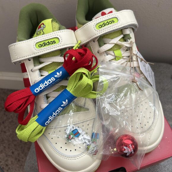 Adidas Forum Low The Grinch Shoes Mens Size 8.5 White Red Green Christmas ID3532 - Picture 13 of 15